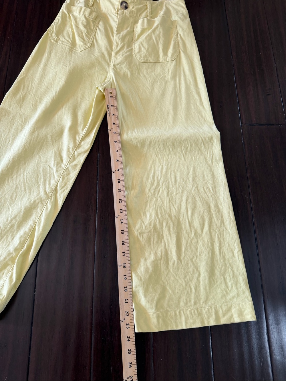 Anthropologie Maeve Collette Wide-Leg High-Rise Cropped Pants Yellow 29 - Picture 8 of 12